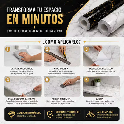 MarmoLux™ Adhesivo estilo marmol 60 cm x 3 m